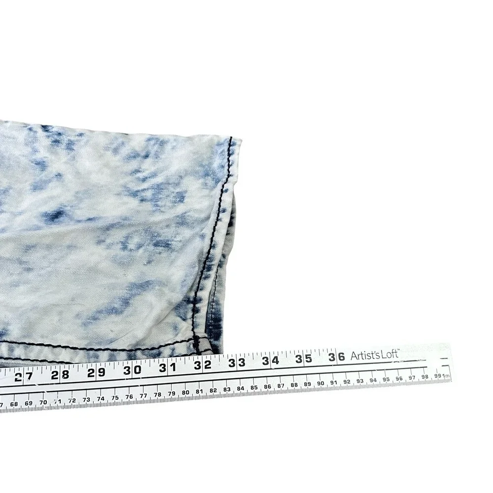 True Religion Straight Flap Acid Wash Jeans Blue White Mens‎ 44 Contrast Stitch